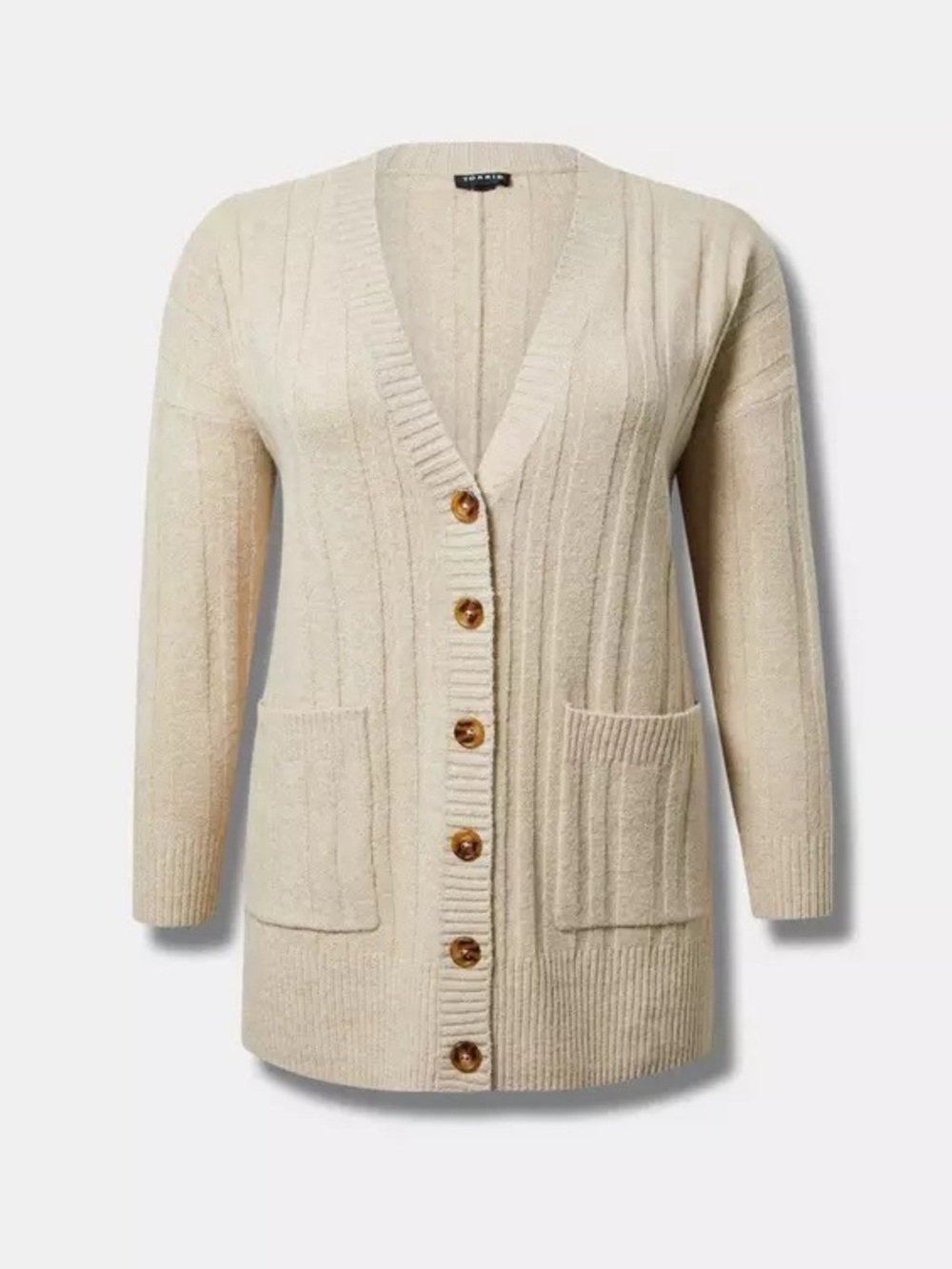 Torrid Heather Oatmeal Boyfriend Cardigan Softest Sweater Size 1 (14/16)